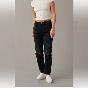 American Eagle Outfitters Ripped Black Mom Jeans